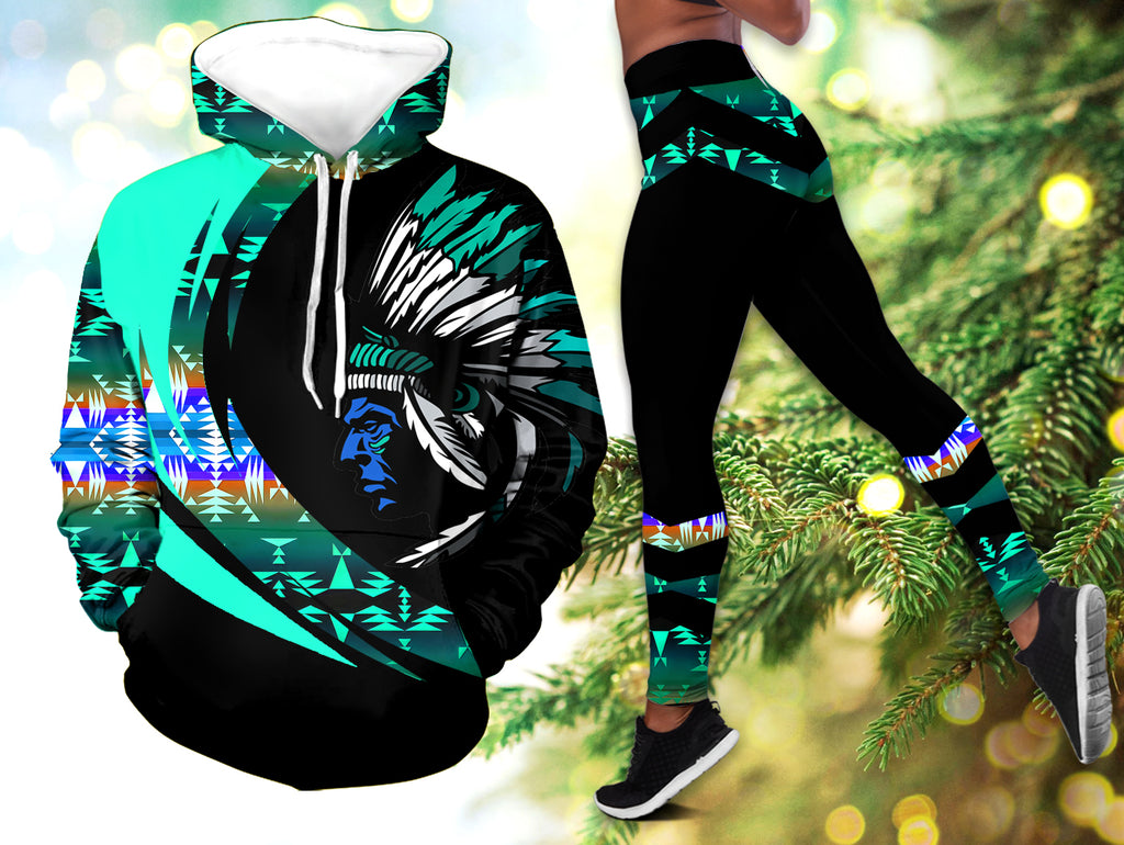 Powwow StoreHLS001114 Pattern  Native 3D Hoodie Legging Set