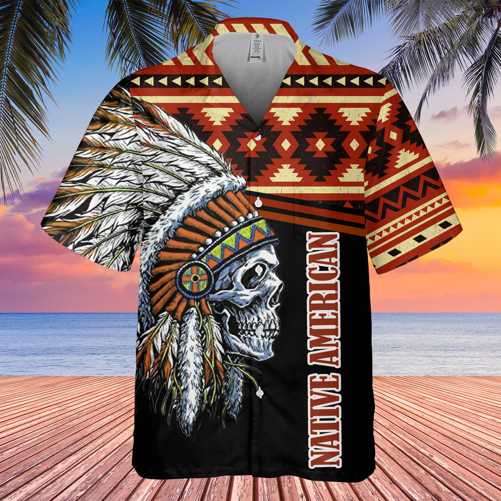 Powwow StoreGBHW000283 Tribe Design Native American Hawaiian Shirt 3D