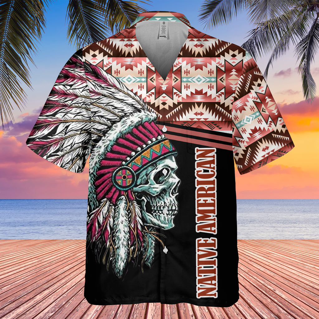 Powwow StoreGBHW000282 Tribe Design Native American Hawaiian Shirt 3D