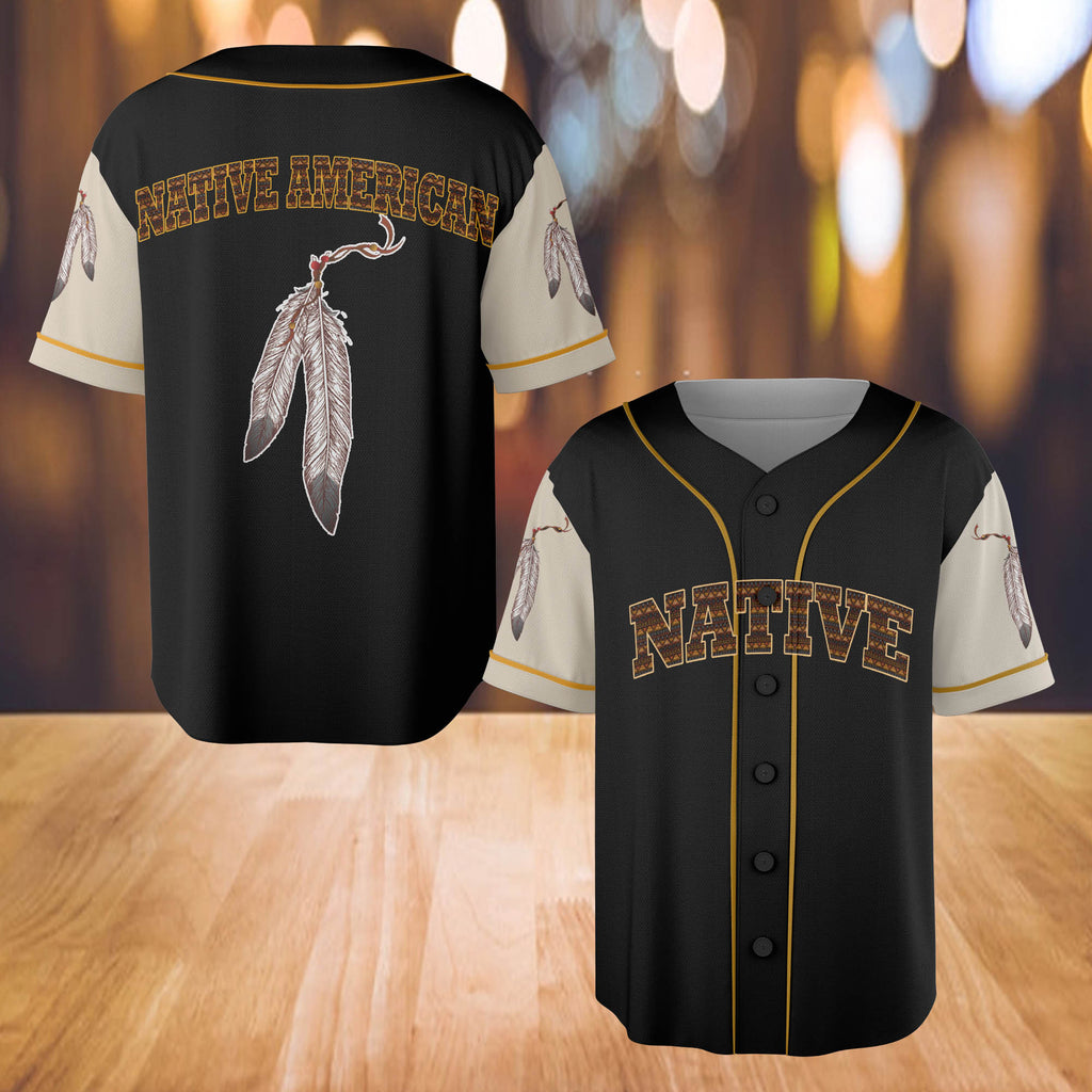 Powwow StoreBJ000105 Pattern Native Baseball Jersey