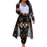 CLP00028 Tribe Design Native American Cardigan Coat Long Pant Set