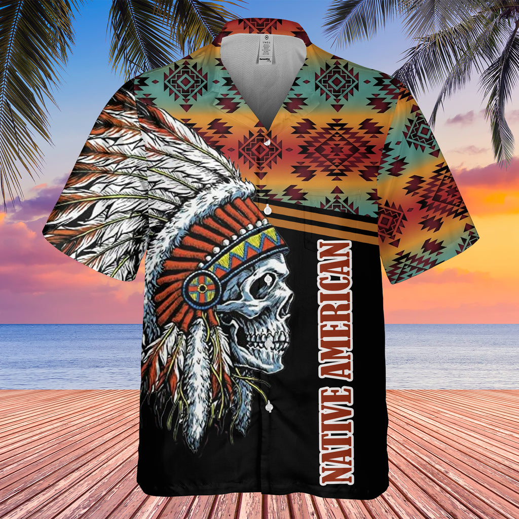 Powwow StoreGBHW000281 Tribe Design Native American Hawaiian Shirt 3D