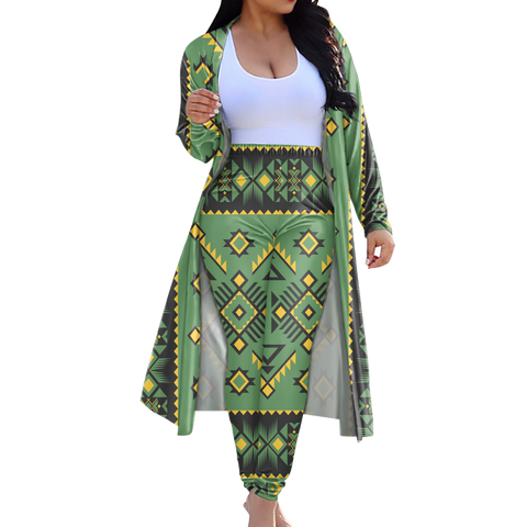 CLP00029 Tribe Design Native American Cardigan Coat Long Pant Set