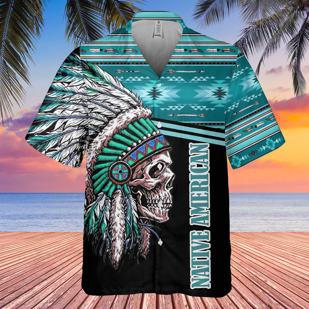 Powwow StoreGBHW000280 Tribe Design Native American Hawaiian Shirt 3D