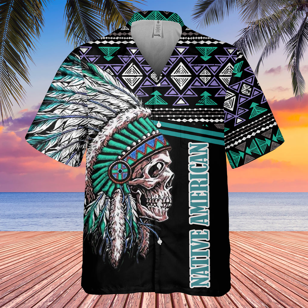 Powwow StoreGBHW000278 Tribe Design Native American Hawaiian Shirt 3D