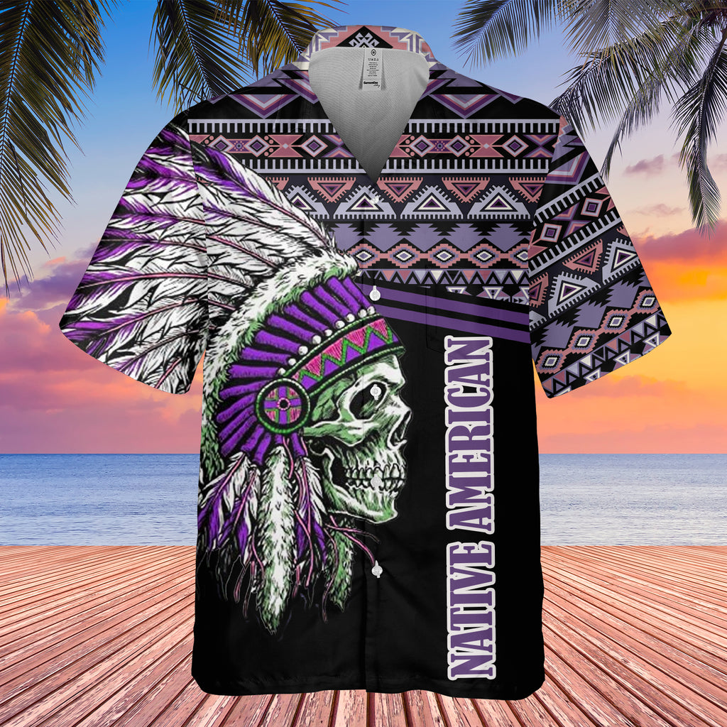 Powwow StoreGBHW000277 Tribe Design Native American Hawaiian Shirt 3D