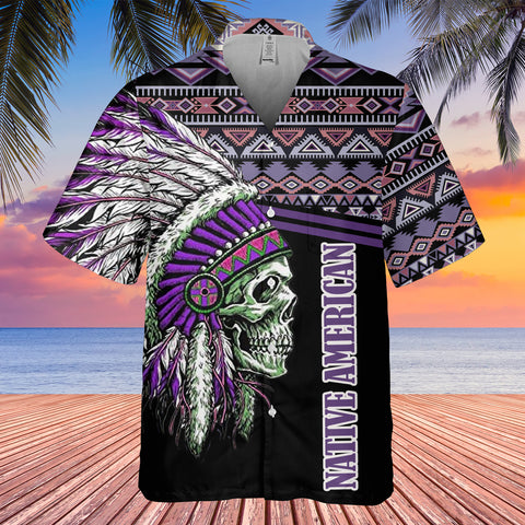 Powwow StoreGBHW000277 Tribe Design Native American Hawaiian Shirt 3D