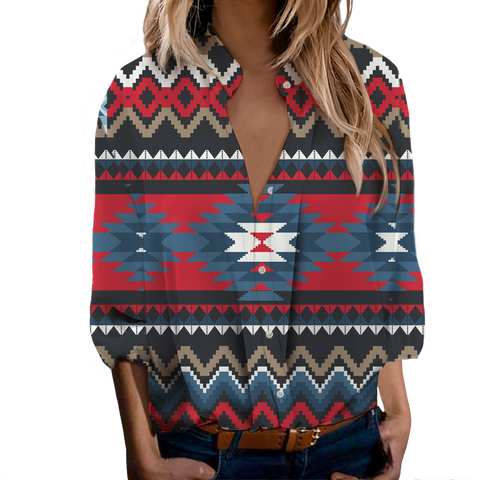 Powwow StoreGBNAT00529 Tribe Design Native Women's LongSleeved Shirts