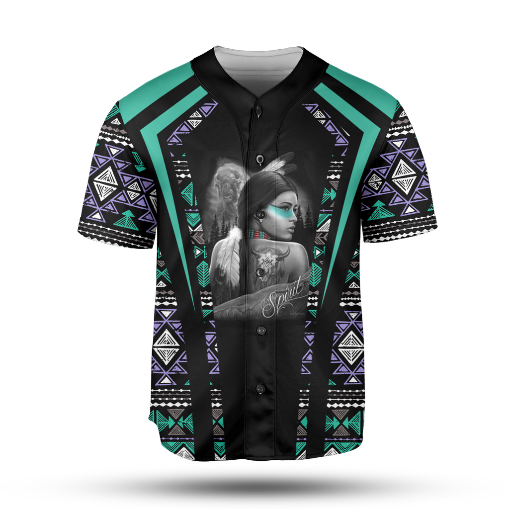 Powwow StoreBJ00016 Pattern Native Baseball Jersey