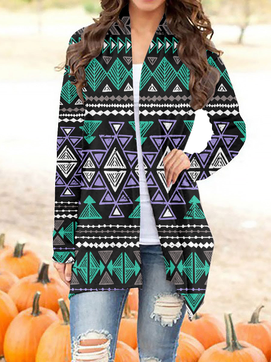 Powwow StoreGBNAT00578 Tribe Design Native Women's Cardigan With Long Sleeve