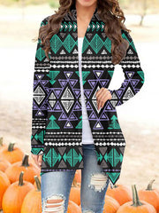 Powwow StoreGBNAT00578 Tribe Design Native Women's Cardigan With Long Sleeve