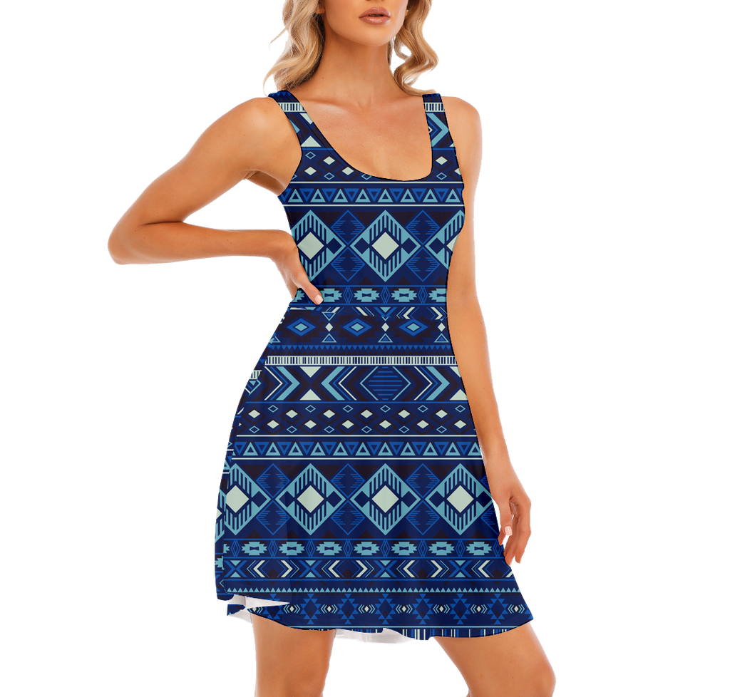 Powwow StoreGBNAT00407 Pattern Native Women's Tank Vest Dress