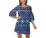 Powwow StoreGBNAT00407 Native  Design Print Women's VNeck Dresss