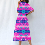 GB-NAT00630 Pattern Native Women's Elastic Waist Dress