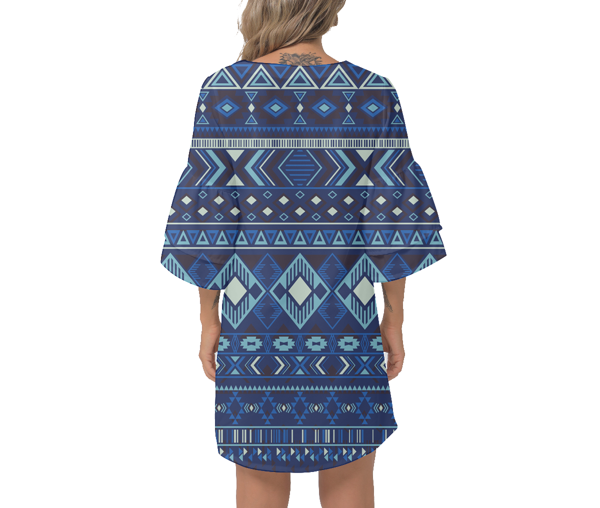 Powwow Storegb nat00407 native design print womens v neck dresss
