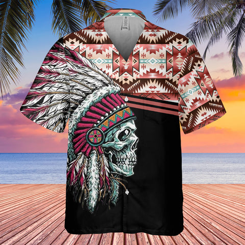 Powwow StoreGBHW000295 Tribe Design Native American Hawaiian Shirt 3D