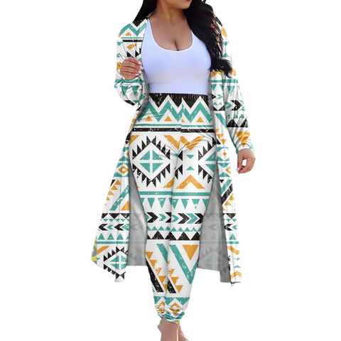 CLP00036 Tribe Design Native American Cardigan Coat Long Pant Set