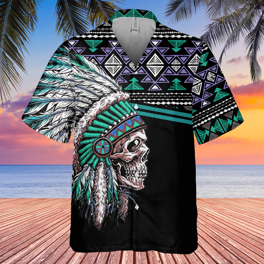 Powwow StoreGBHW000294 Tribe Design Native American Hawaiian Shirt 3D