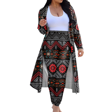 CLP00038 Tribe Design Native American Cardigan Coat Long Pant Set