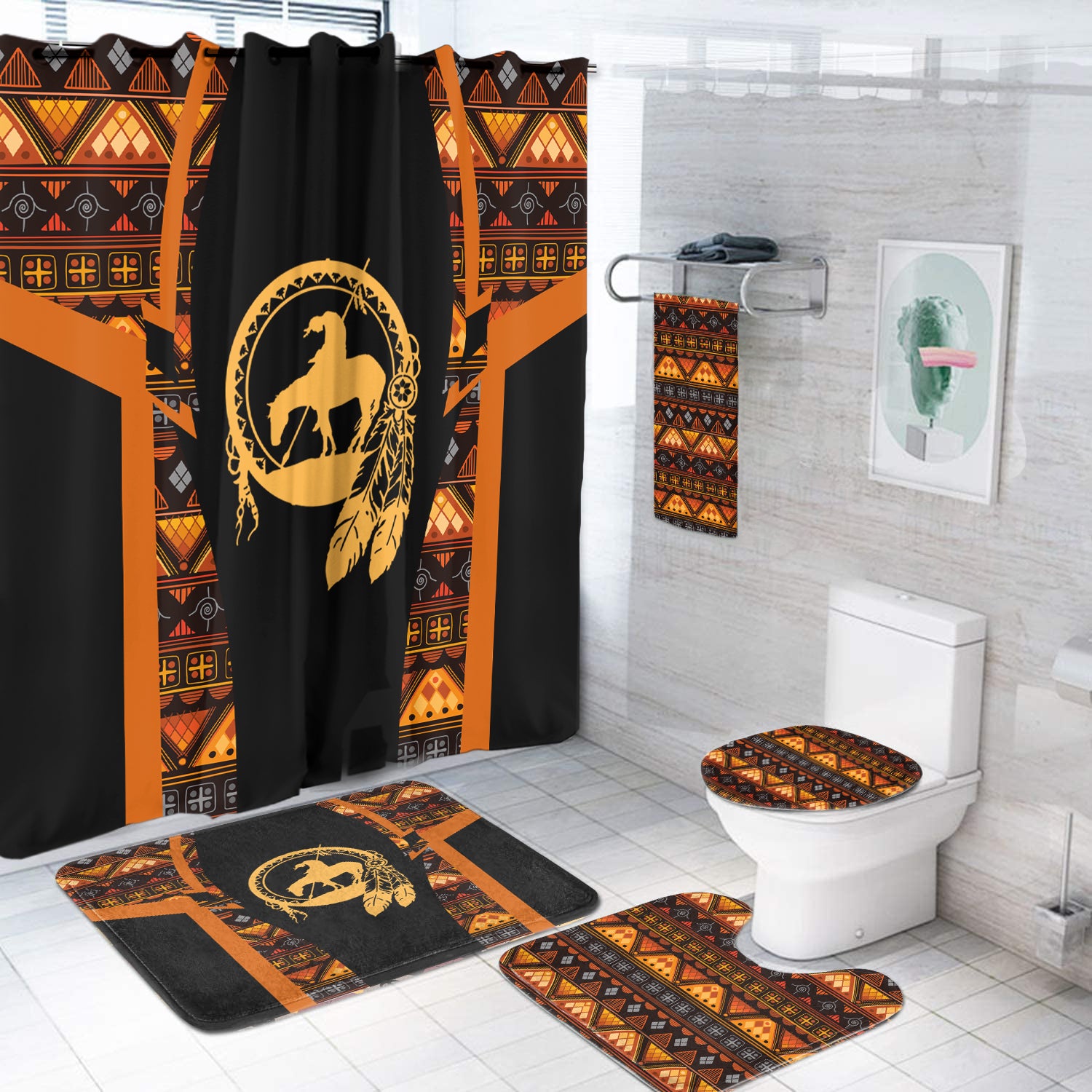 BS-000191 Pattern Native American Bathroom Set – Powwow Store