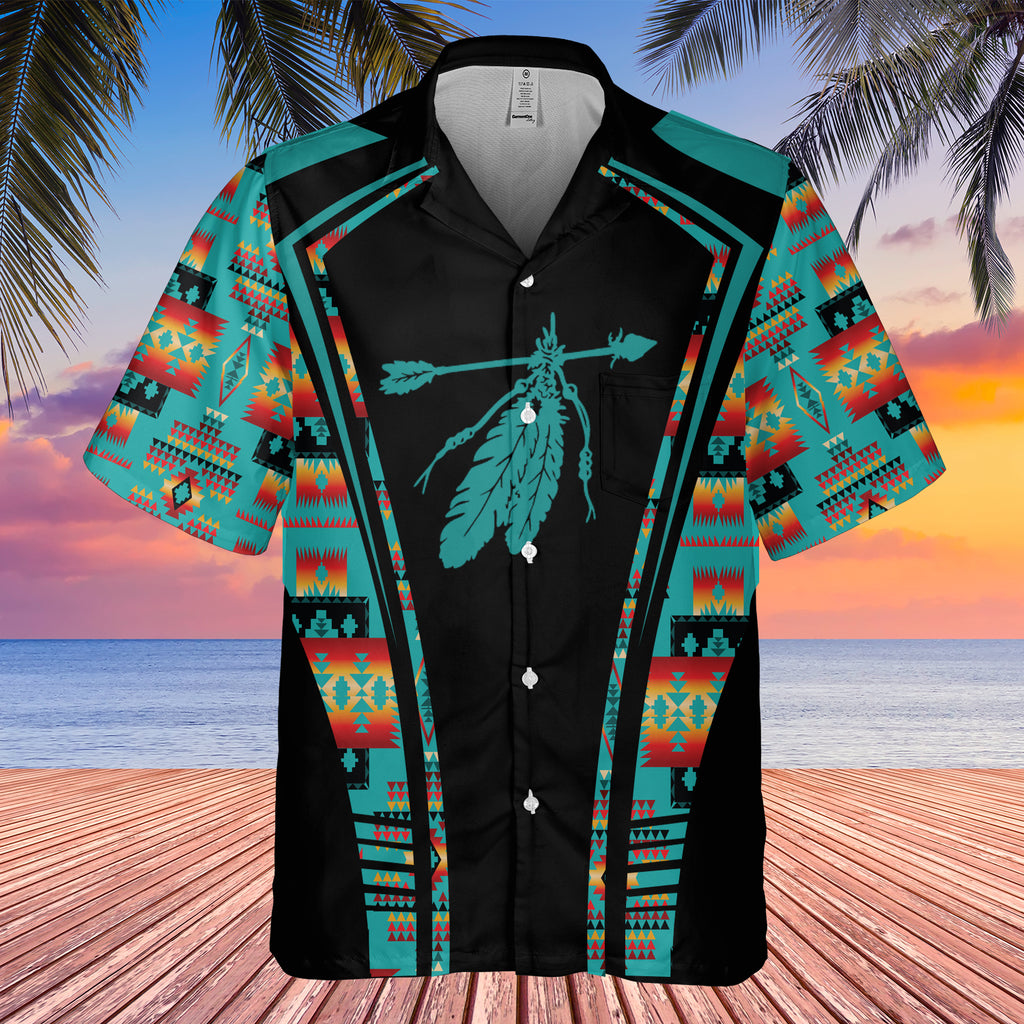 Powwow StoreGBHW000301 Tribe Design Native American Hawaiian Shirt 3D