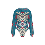 Powwow Storegb nat0003 tribes pattern womens raglan sleeve hooded bodysuit