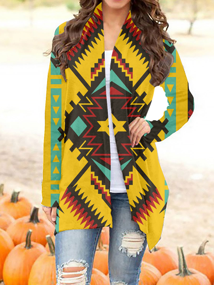 Powwow StoreGBNAT00413 Tribe Design Native Women's Cardigan With Long Sleeve