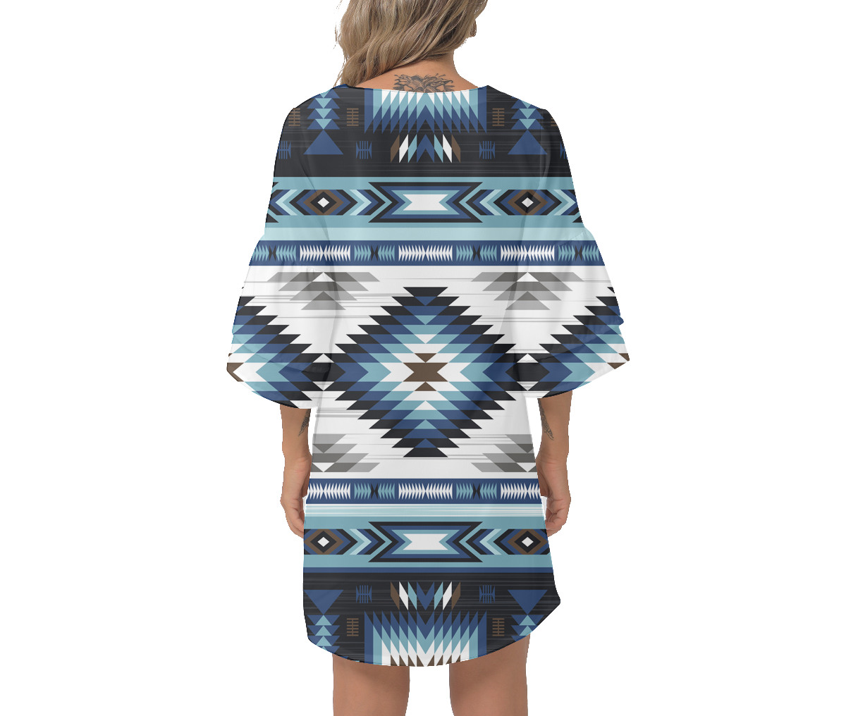 Powwow Storegb nat00528 native design print womens v neck dresss