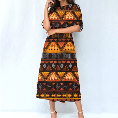 GB-NAT00644 Pattern Native Women's Elastic Waist Dress