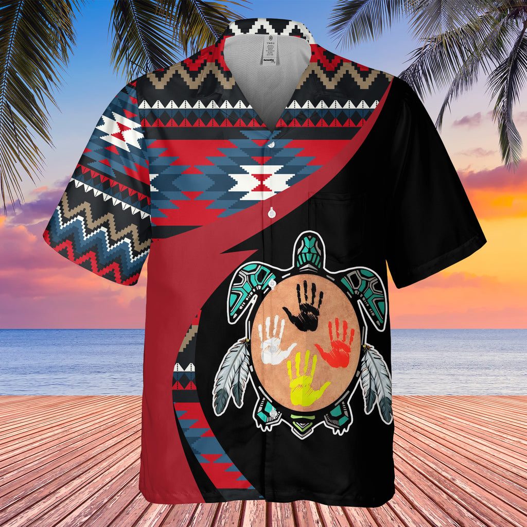 Powwow StoreGBHW000971  Tribe Design Native American Hawaiian Shirt 3D