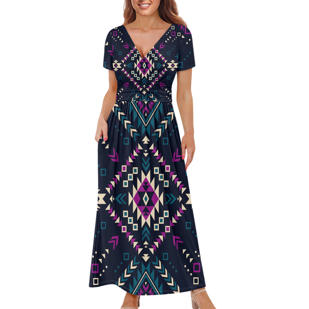 Powwow StoreGBNAT00565 Pattern Native Ladies Dress