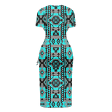 Powwow Storegb nat00626 pattern native womens slit sheath dress