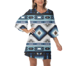 Powwow StoreGBNAT00528 Native  Design Print Women's VNeck Dresss