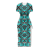 Powwow StoreGBNAT00626  Pattern Native Women's Slit Sheath Dress