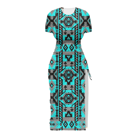 Powwow StoreGBNAT00626  Pattern Native Women's Slit Sheath Dress