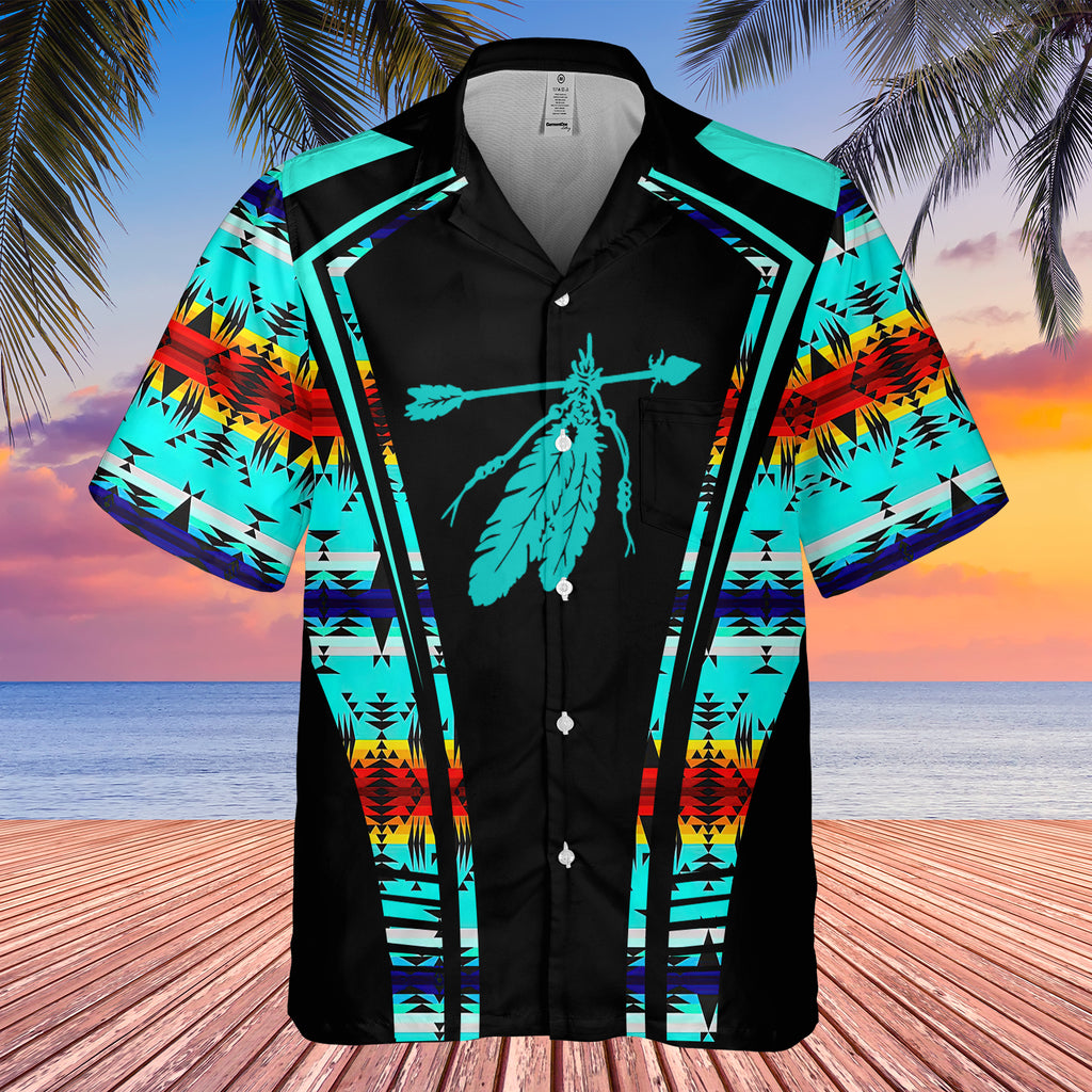 Powwow StoreGBHW000307 Tribe Design Native American Hawaiian Shirt 3D