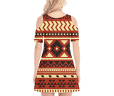 Powwow Storegb nat00521 pattern native womens cold shoulder o neck dress