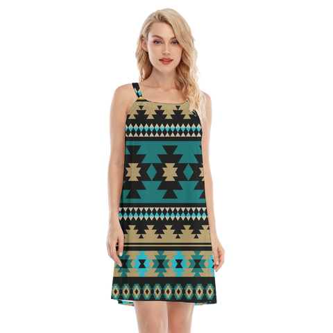 Powwow StoreGBNAT00509 Native  Design Women's Oneck Cami Dress