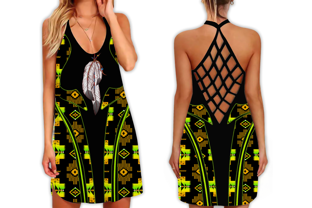 Powwow StoreSTB0016 Pattern Native Strappy Back Dress