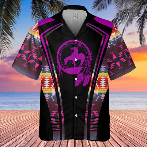 Powwow StoreGBHW000321 Tribe Design Native American Hawaiian Shirt 3D