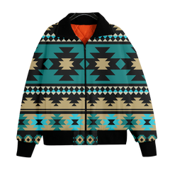 Powwow StoreGBNAT00509 Pattern Native American Unisex Knitted Fleece Lapel Outwear