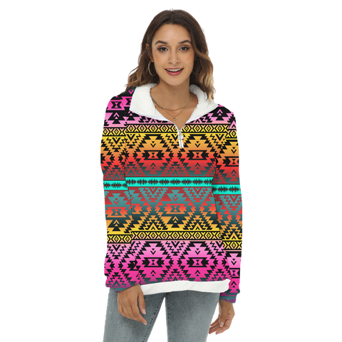 GB-NAT00689 Native American Women's Borg Fleece Sweatshirt