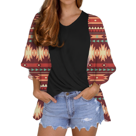GB-NAT00510 Tribe Design Native Women's Cardigan Chiffon Shirt