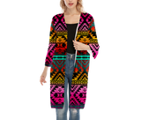 GB-NAT00689 Patern Native Women's V-neck Mesh Cardigan