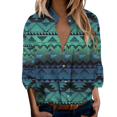 Powwow StoreGBNAT00601 Tribe Design Native Women's LongSleeved Shirts