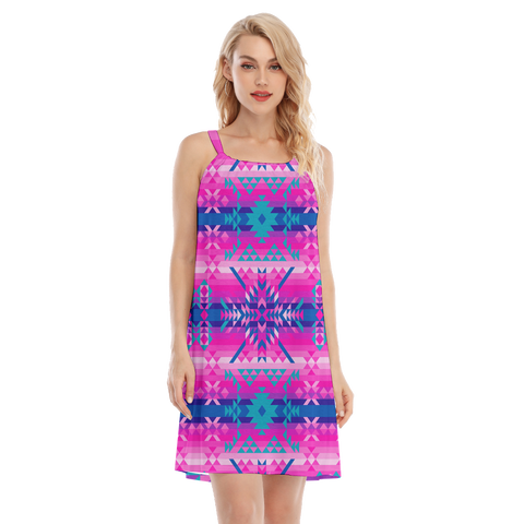 Powwow StoreGBNAT00630 Native  Design Women's Oneck Cami Dress