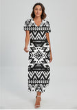 Powwow StoreGBNAT00441 Pattern Native Vneck Dress With Side Slit