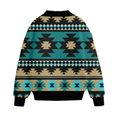Powwow Storegb nat00509 pattern native american unisex knitted fleece lapel outwear