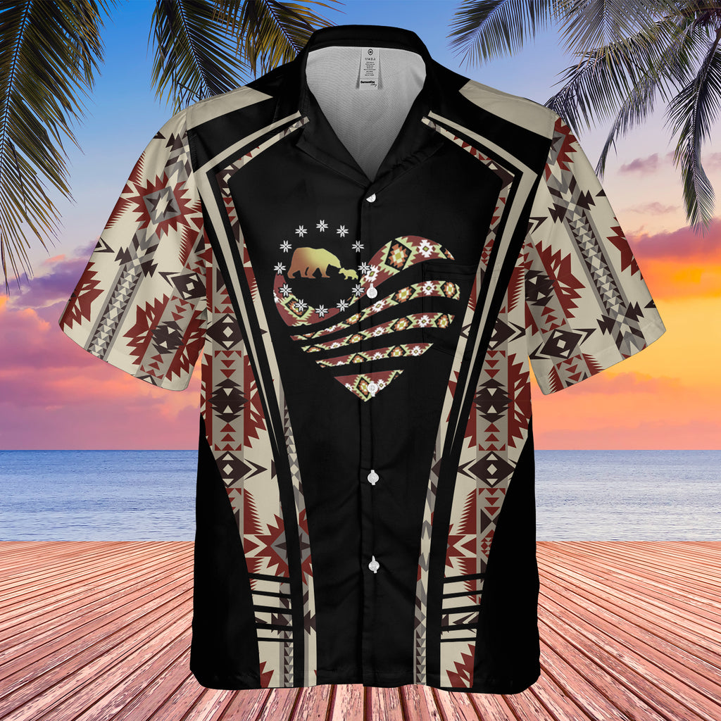 Powwow StoreGBHW000325 Tribe Design Native American Hawaiian Shirt 3D