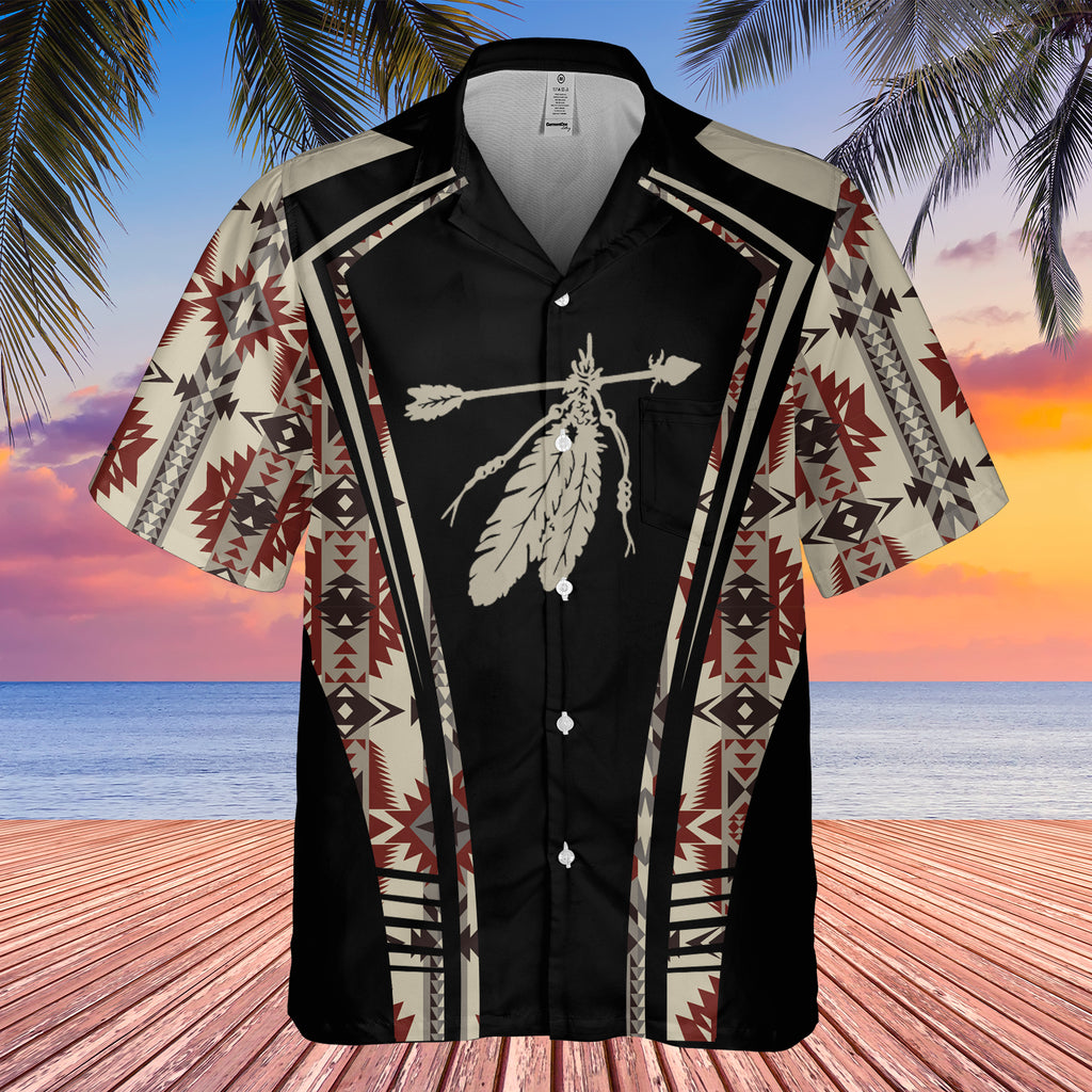 Powwow StoreGBHW000326 Tribe Design Native American Hawaiian Shirt 3D